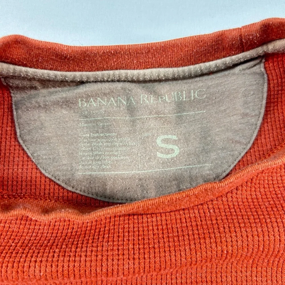 Banana Republic Mens Small Burnt Orange Waffle‎ Knit Thermal Long Sleeve Shirt